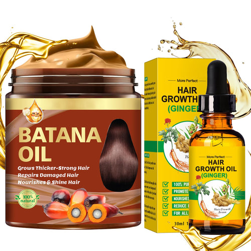 Batana Oil for Hair GrowthOrganic Raw Batana Oil Hair Mask & Ginger Hair Growth OilHair Oil Hair Treatment for Frizzy Damaged HairFor Thicker-Strong HairNourishes ScalpRepair Dry Damaged Hair